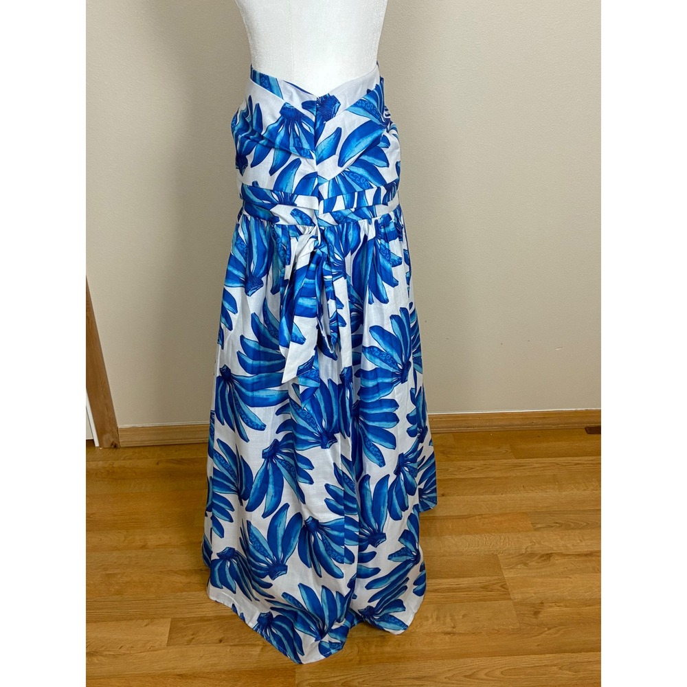 HT 360 Collective Blue Banana Leaf Tropical Maxi Skirt Size Small (P8) - Picture 2 of 13